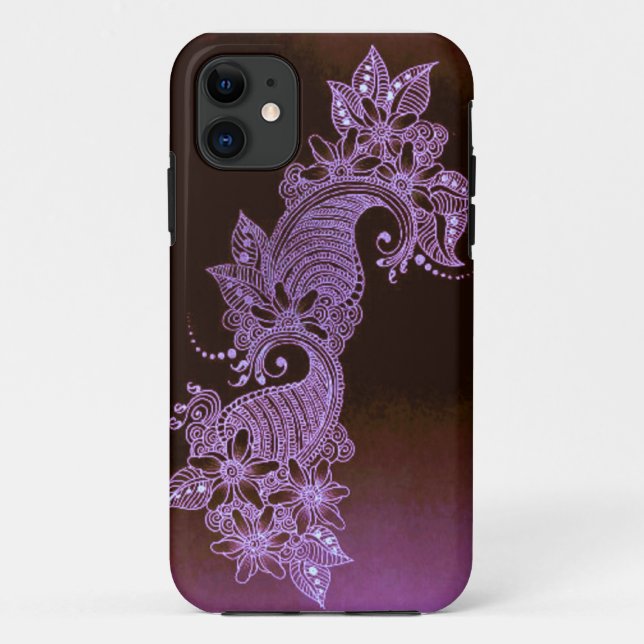 Case-Mate Pour iPhone coque floral violet henna mehndi (Dos)