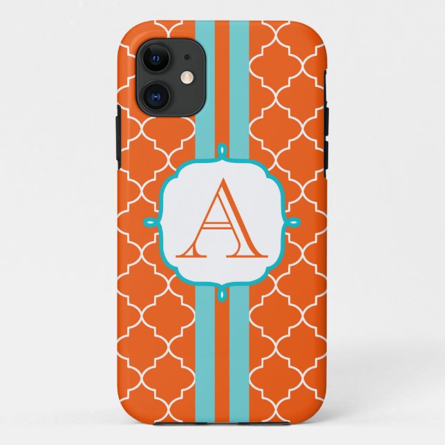 Case-Mate Pour iPhone Orange Monogramme Téléphone 5 Coque (Dos)