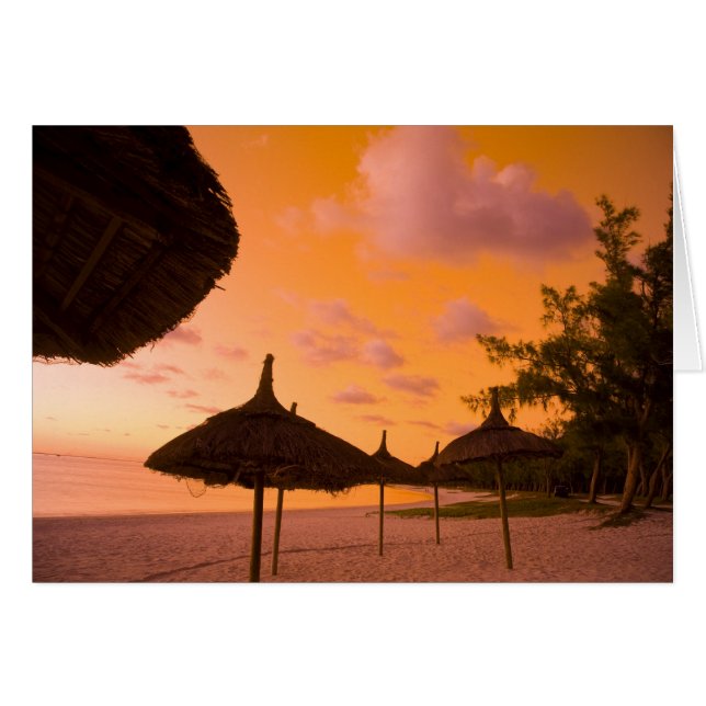 cases de plage de style Palapa au lever du soleil, (Devant horizontal)