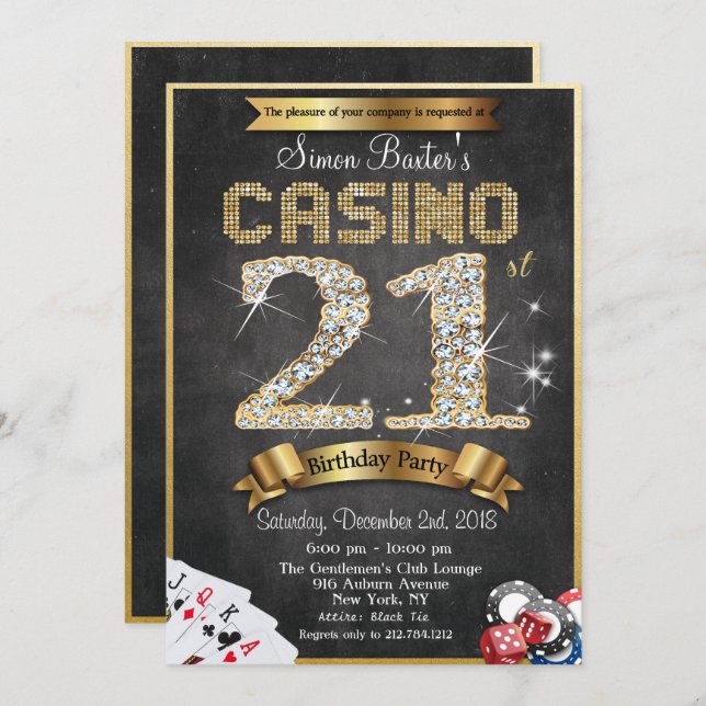 Casino 21ème Gold Diamond Invitation Anniversaire (Devant / Derrière)