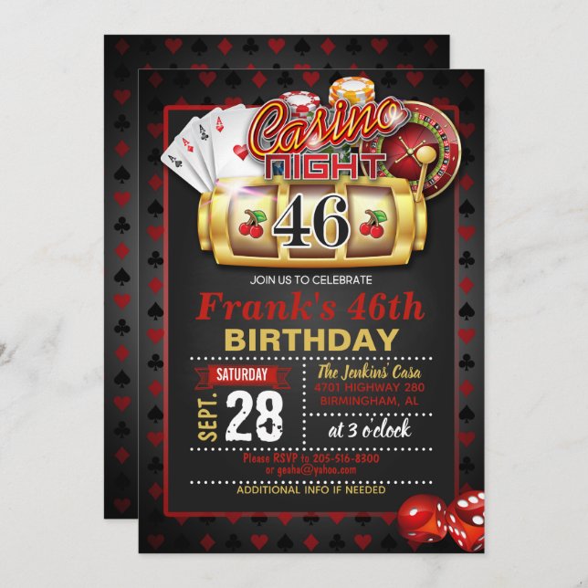 Casino 46e anniversaire Invitation (Devant / Derrière)