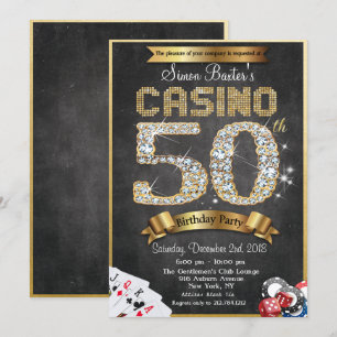 Casino 50th Gold Diamond Invitation d'anniversaire