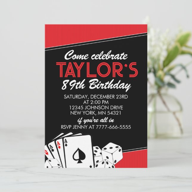 Casino Adulte Anniversaire Invitations (Debout devant)
