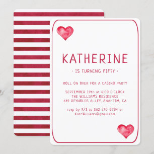 Casino Hearts Jouer Carte Anniversaire Invitation
