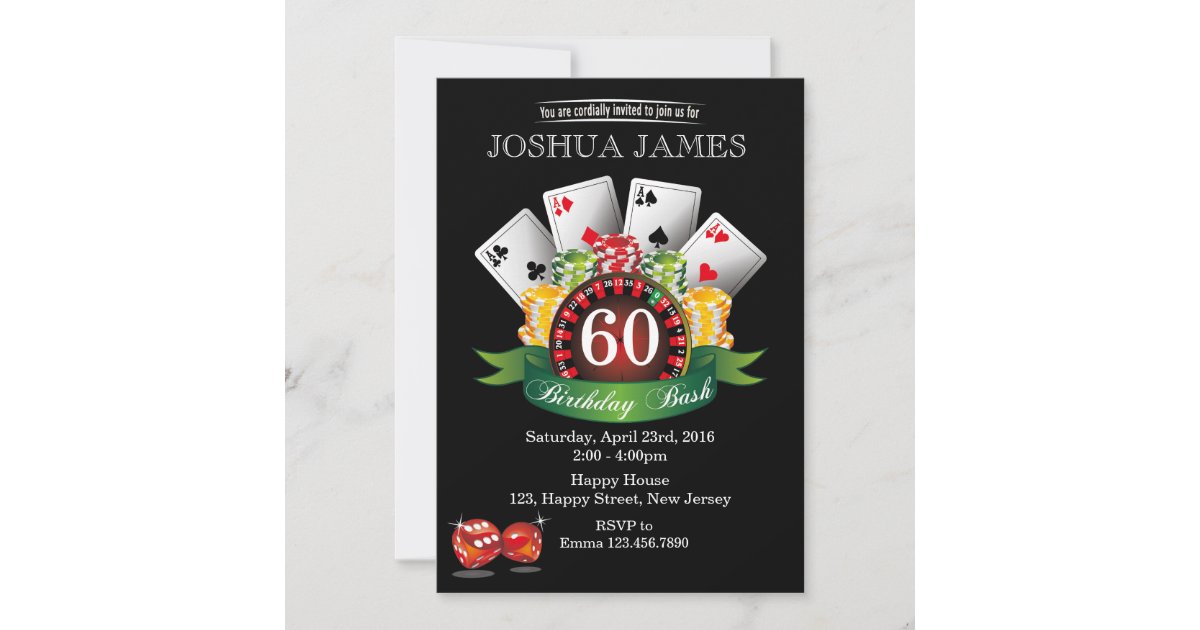 Casino Invitation A L Anniversaire Du 60e Annivers Zazzle Fr