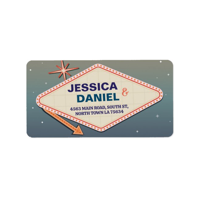 Casino Mariage Étiquette de adresse de Las Vegas (Devant)