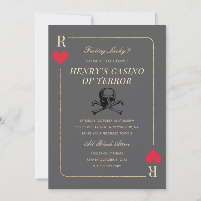 Casino Night Crull Death Party Invitation (Devant)