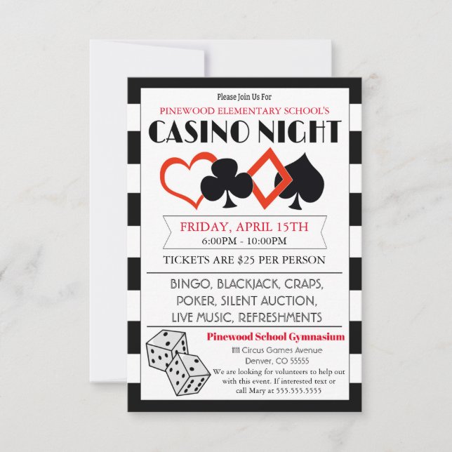Casino Night Event Party Invitation (Devant)