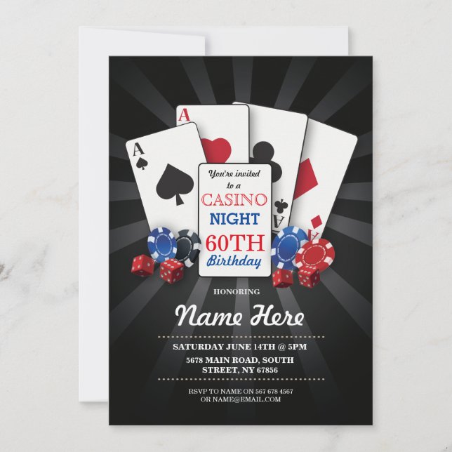 Casino Night Las Vegas Anniversaire Invitation (Devant)