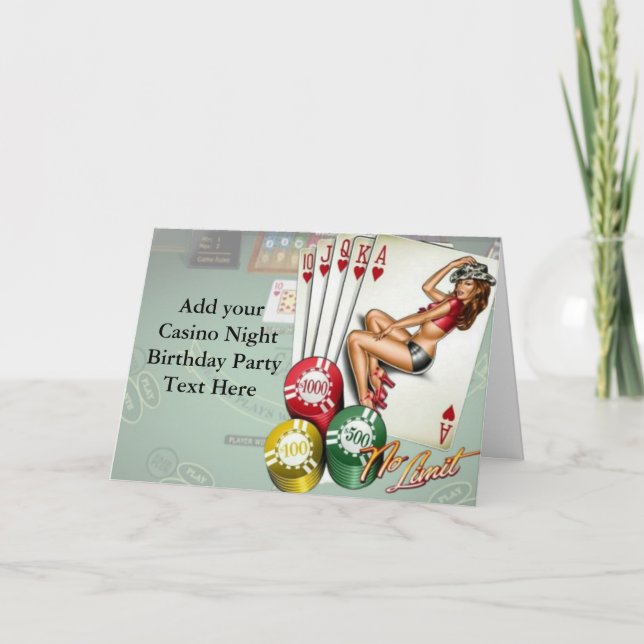 Casino Nuit Anniversaire Fête Invitations (Devant)
