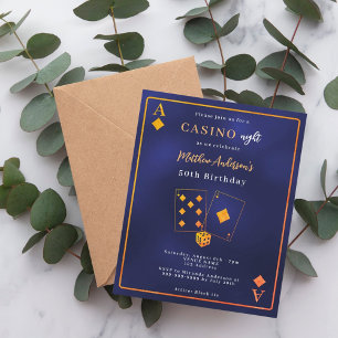 Casino nuit bleu or invitation anniversaire