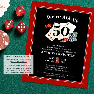 Casino Poker Anniversaire Fête Budget Invitation