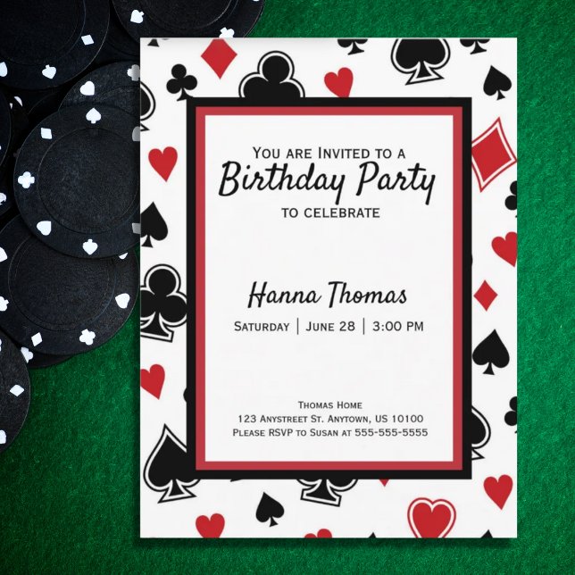 Casino Poker Carte Jeu thème Anniversaire Invitati (Créateur téléchargé)