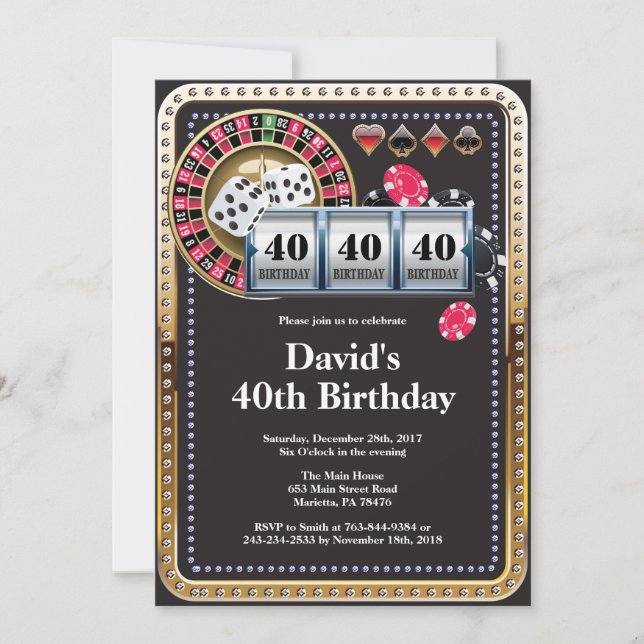 Casino Poker Playing Card Invitation Anniversaire (Devant)