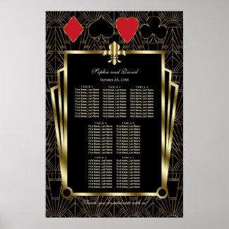 Casino Royale Gold Art Déco Mariage Tableau de siè