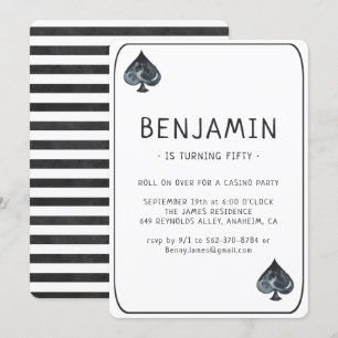 Casino Spades Playing Card Invitation Anniversaire