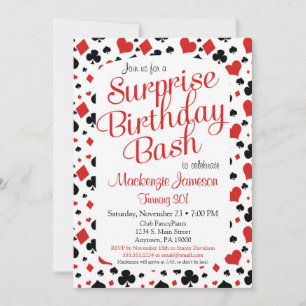 Casino Surprise Party Invitation Poker Vegas Jeu