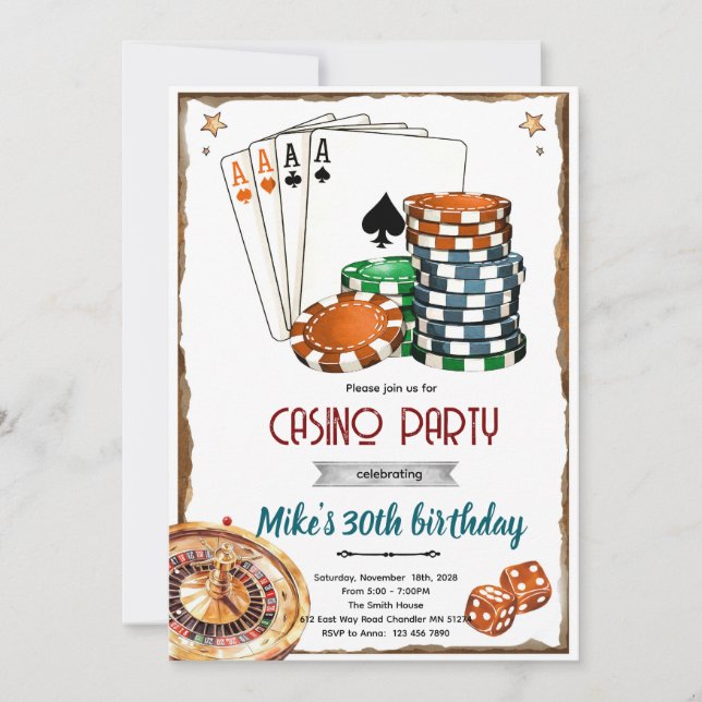 Casino theme party Invitation (Devant)