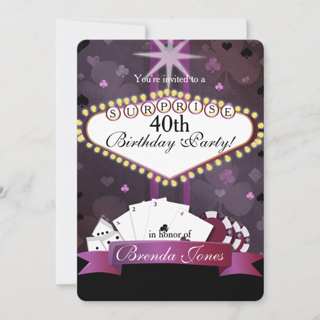 Casino / Vegas style Anniversaire Invitation (Devant)