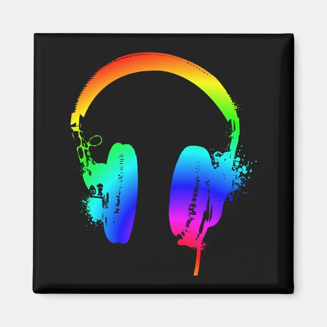 Casque audio Pochoir Arc-en-ciel Graphisme Aimant (Devant)