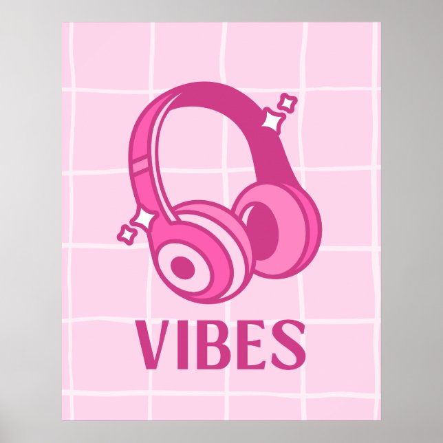 Casque Audio Vibes Rose 61x76cm Affiche (Devant)