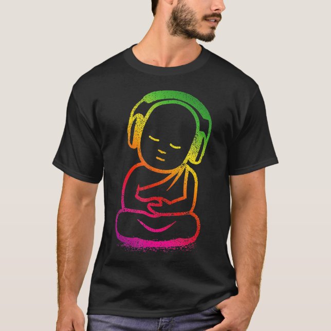 Casque Bouddha Tshirt Bouddhiste Moine Dj Chemise (Devant)