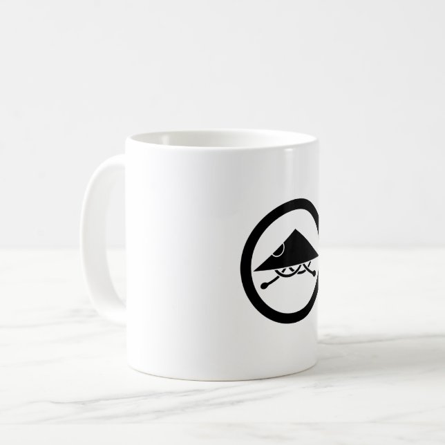 Casque d'Ashigaru sur mug à café en cercle (Devant gauche)