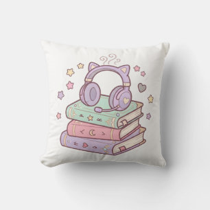 Casque de chat de joueur mignon Coussin de Livres