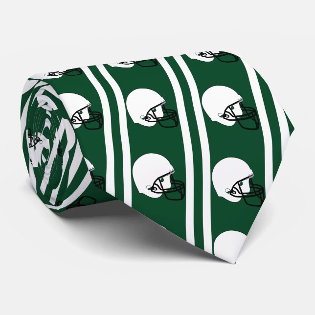 Casque de football blanc sur cravate verte (Roulé)