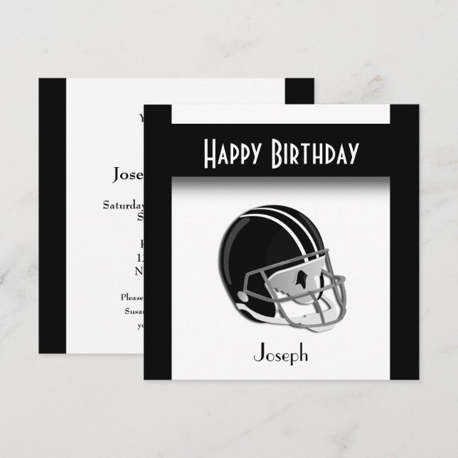 Casque de football Invitation de fête d'anniversai (Devant / Derrière)