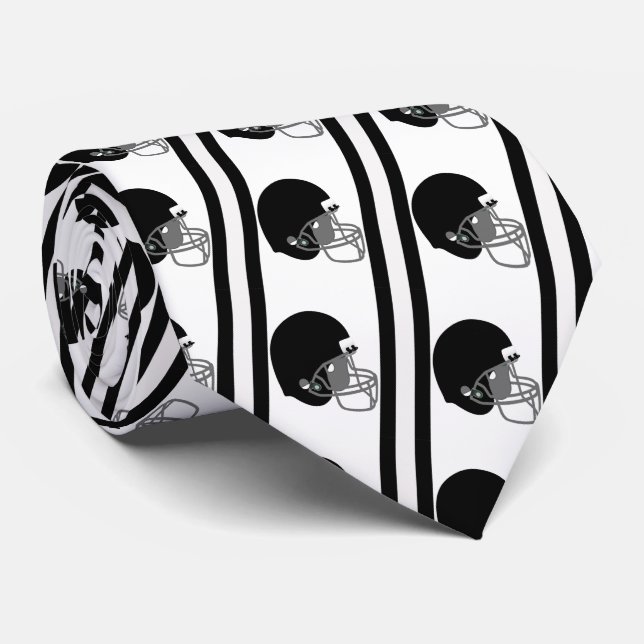 Casque de football noir sur cravate blanche (Roulé)