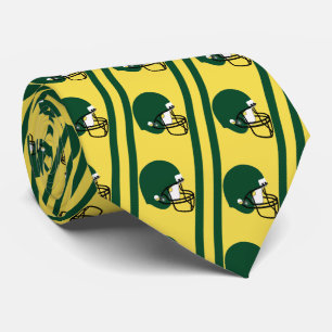 Casque de football vert sur cravate jaune/or