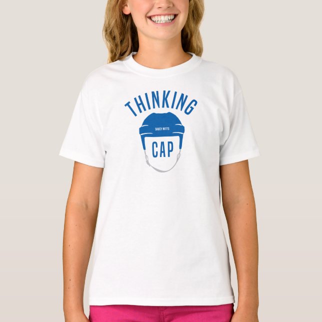 Casque de hockey bleu filles Penser T-shirt Casque (Devant)