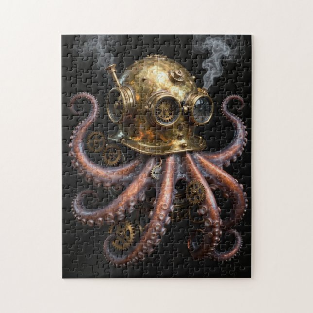 Casque de plongée Kraken Octopus Steampunk Puzzle (Vertical)