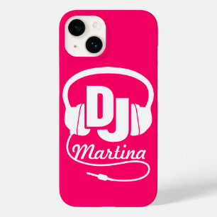 Casque DJ fille nommé rose & blanc coque iphone