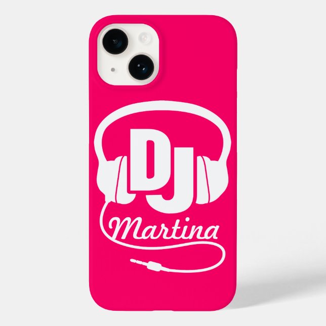 Casque DJ fille nommé rose & blanc coque iphone (Verso)