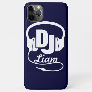 Casque DJ nommé bleu et blanc coque iphone