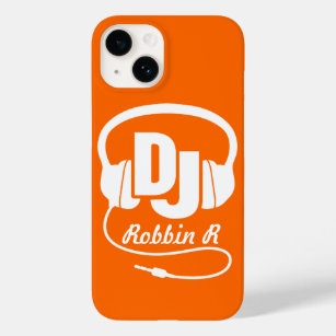 Casque DJ nommé orange et blanc coque iphone