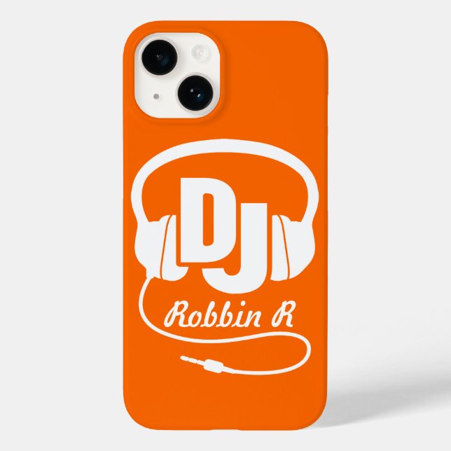 Casque DJ nommé orange et blanc coque iphone (Verso)