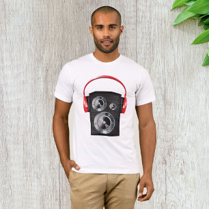Casque Rouge Sur Un Haut-Parleur T-Shirt