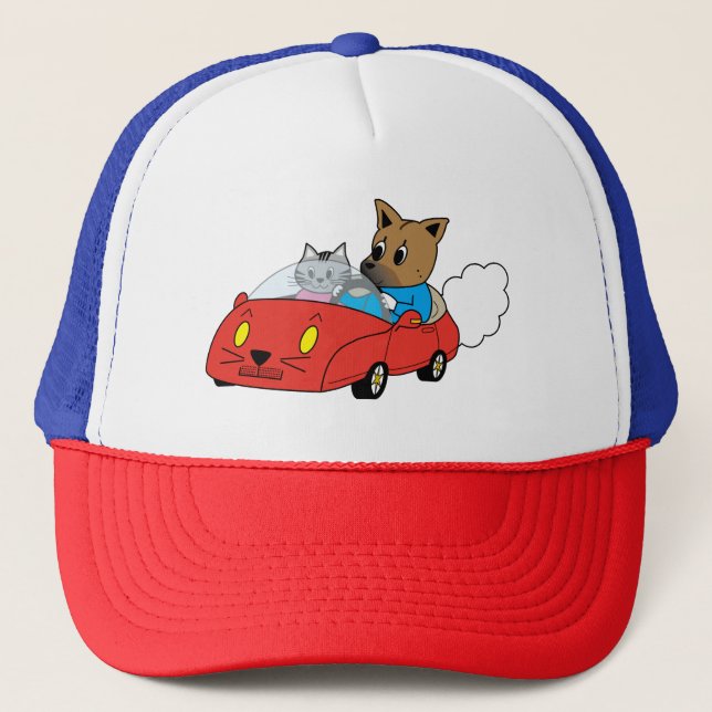 CASQUETTE 車 に 乗 る 犬 と 猫 (Devant)