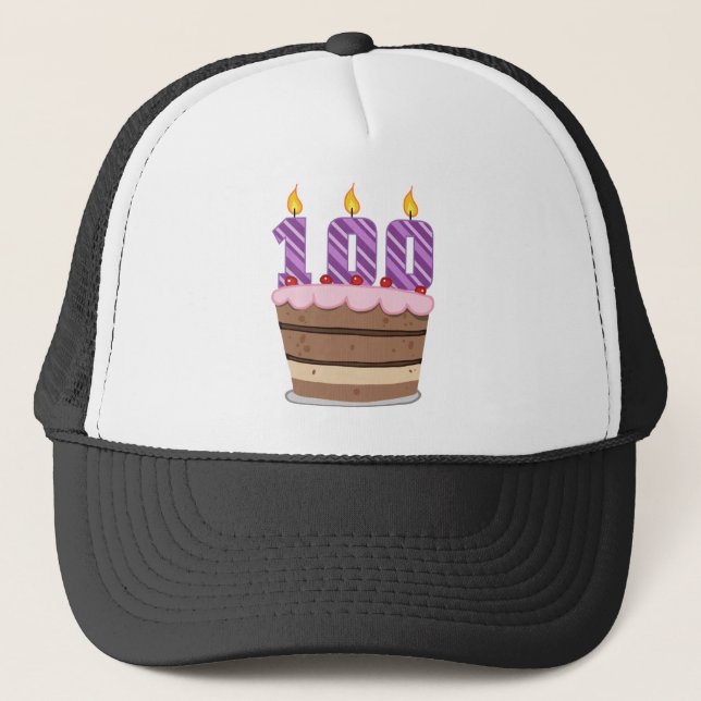 Casquette 100 ans sur le gâteau d'anniversaire (Devant)