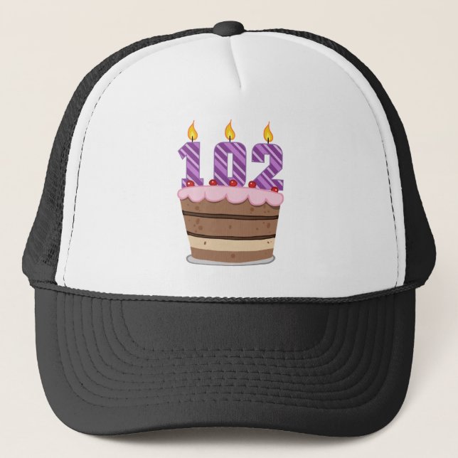 Casquette 102 ans sur le gâteau d'anniversaire (Devant)