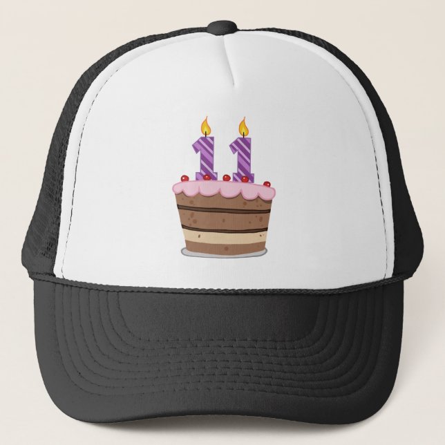 Casquette 11 ans sur le gâteau d'anniversaire (Devant)