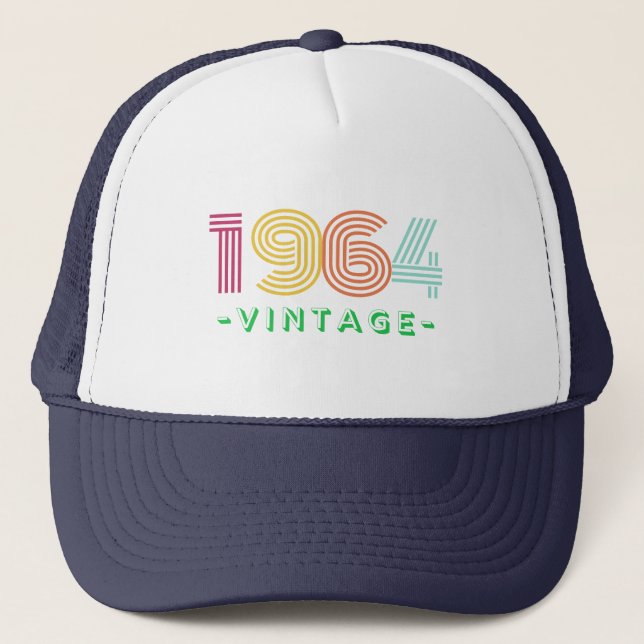 Casquette 1964 Vintage. Né en 1964 à 60 ans en 2024. (Devant)