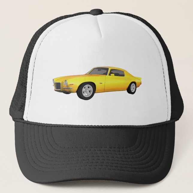 Casquette 1972 Camaro Z28 : Muscle Car : Jaune Finition : (Devant)