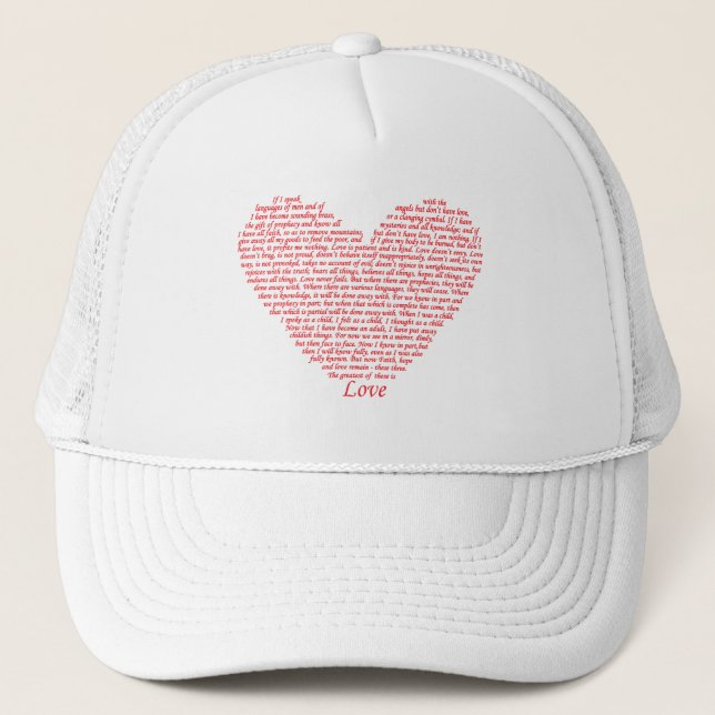 Casquette 1 Corinthiens 13 Bible chrétienne Verse Amour Coeu (Devant)