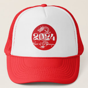 Casquette 2024 année du dragon rouge blanc