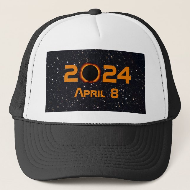 Casquette 2024 Éclipse solaire totale Date Ciel étoilé (Devant)