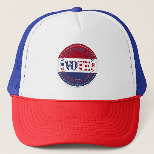 Casquette 2024 Vote Pour Le Drapeau Rouge, Bleu Blanc États- (Devant)